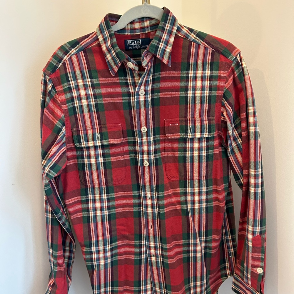 Ralph Lauren Red and Green Casual Button Down Shirt